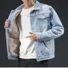 Denim Coat Men Thick Jackets Warm Coats Turn Down Collar Full Sleeve Single Breasted Simple Casual Loose Jacket Winter