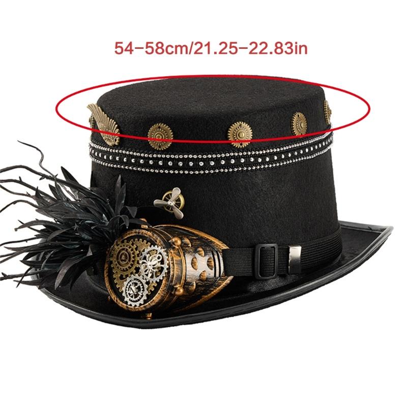 Gothic Geared Studded Hat for Coser Steampunk Gothic For Costume Parties Halloween Event Photo Props