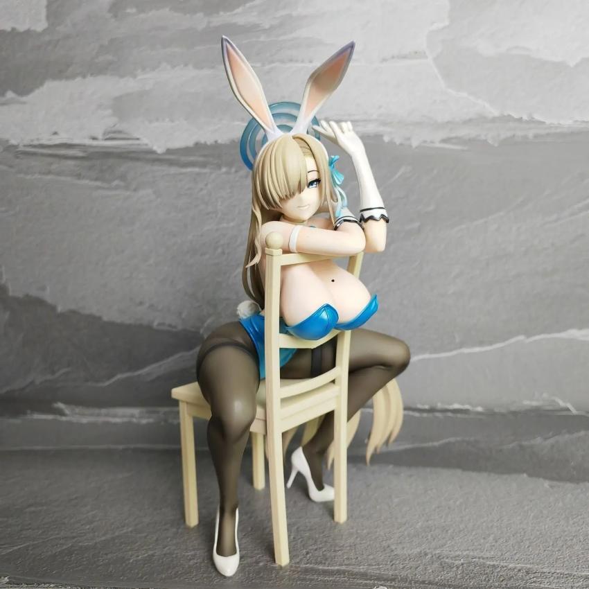 22CM Blue Archive Asuna Ichinosae with Chair bunny ver girl figure PVC Anime Action Toy Game Collectible Model Doll Gifts