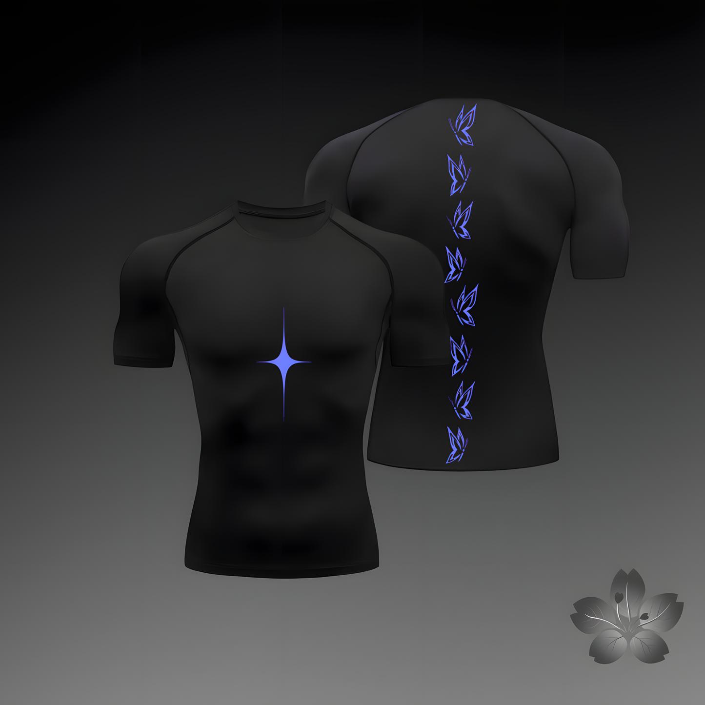 

Компрессионные рубашки с рисунком аниме для мужчин, спортивные быстросохнущие футболки, топы, майки для тренировок в спортзале, короткий рукав, рашгард M