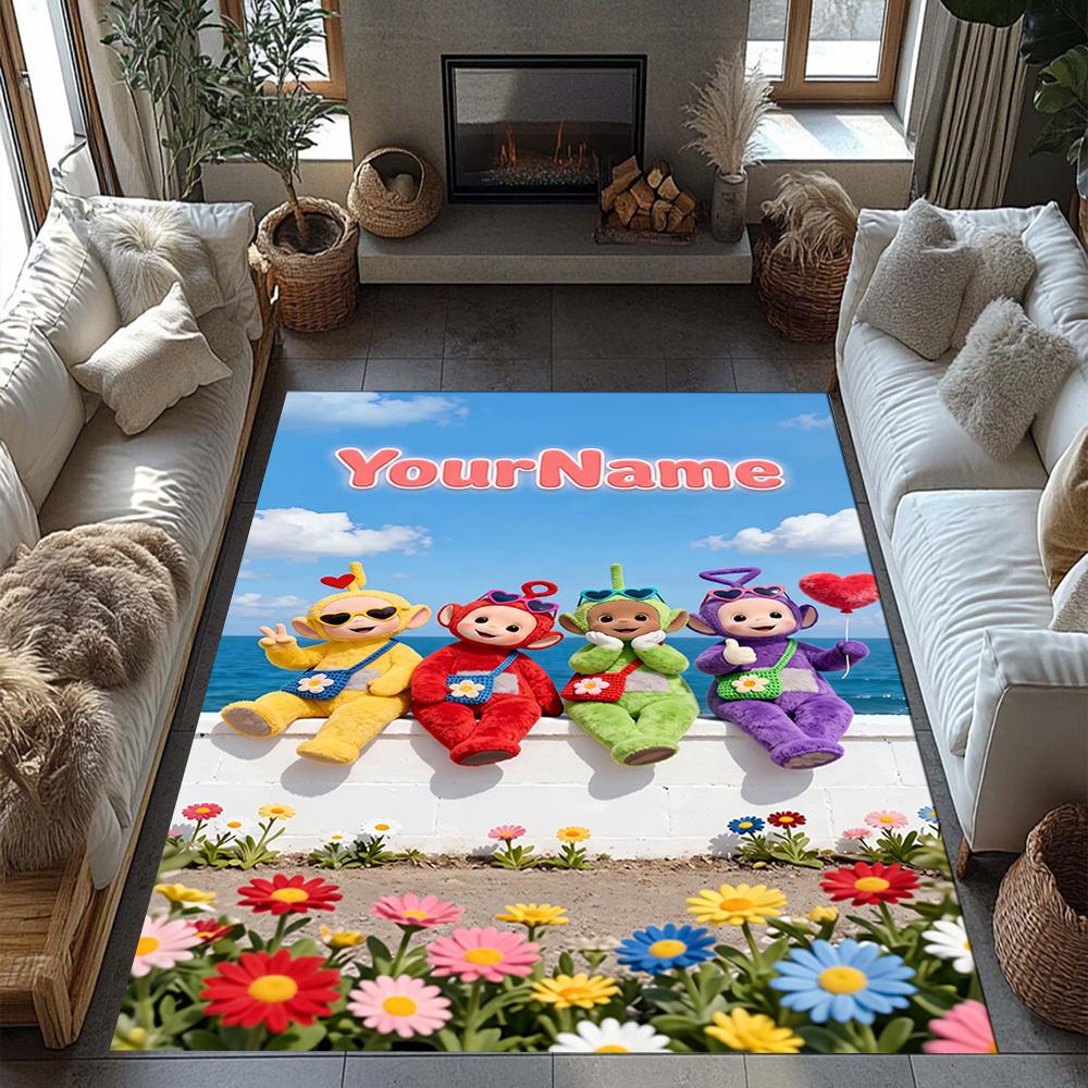 Teletubbies Customized Name Carpet Suitable for Entryway Decorate room Outdoor Game Room Antislip Carpet Decorate Offices Gift for Festivals