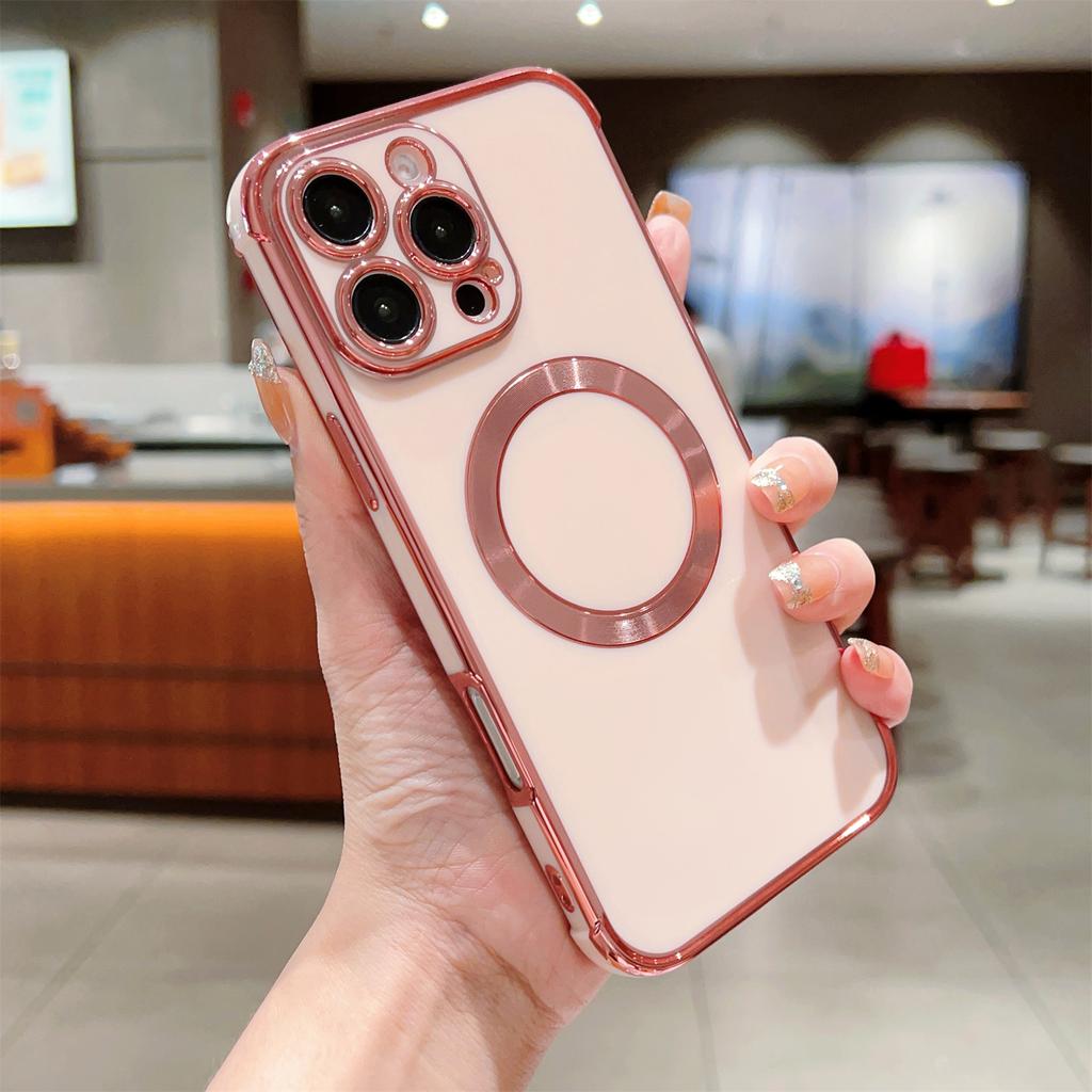 For iPhone 16 Pro Max Case Compatible with MagSafe Electroplating TPU Phone Cover