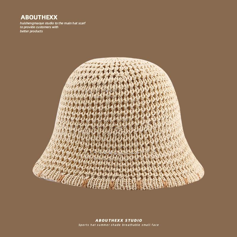 Summer Breathable Straw Hat With Wide Brim And Mesh Design For Beach And Sun Protection