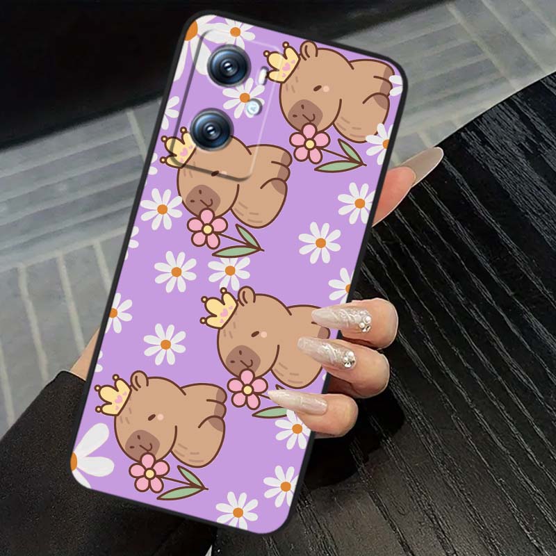 Cartoon Anime Capibala Art For OPPO Reno 5 6 7 A96 A40 A58 Realme GT A74 A78 Neo2 A74 A78 Find X5 X3 X7 X8 Black Phone Case