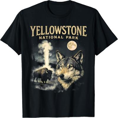 90er Yellowstone Nationalpark Wolf und Bison Vintage T-Shirt