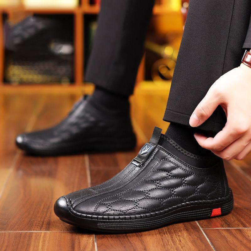 Men's Shoes Autumn and Winter New Velvet Men's Leather Shoes Warm Fashion Trendy Outdoor Leisure One-pedal Cotton Shoes