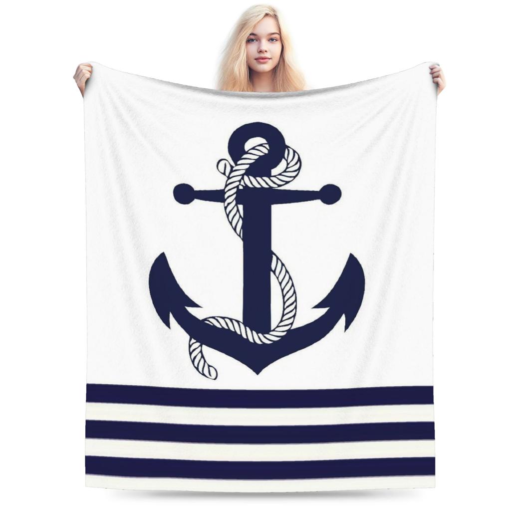 Nautical Anchor Boat Blankets Super Warm Novelty Plush Throw Blanket For Girls Boys Couch Bed Flannel Bedspread Bed Cover