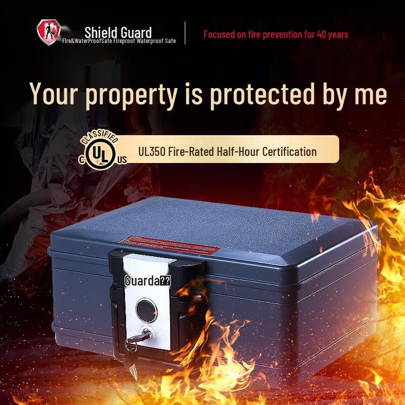 Shield Fireproof Waterproof Portable Key Lock Safe Box