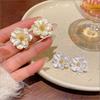 Pearl Camellia Flower Stud Earrings - Luxurious Korean Style, Perfect for Seaside Vacations