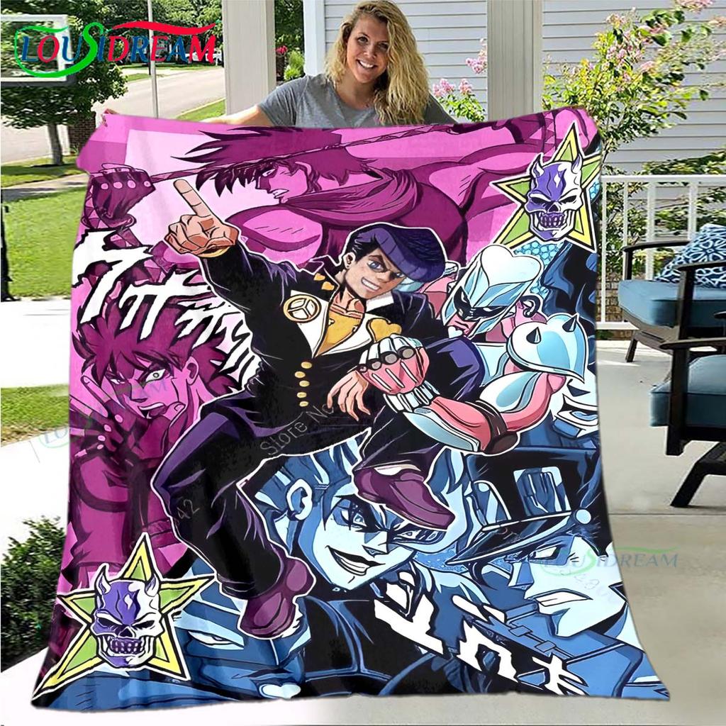 Cartoon J-JoJo’s Bizarre Adventure Blanket,Flannel Throw Blanket for Bed Sofa Picnic Office Hiking Leisure Nap Birthday Gift