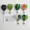 Acrylic Plant Leaf Cute Nurse Badge Reels Heavy Duty Retractable 360 Alligator Clip ID Holder For Student Doctor