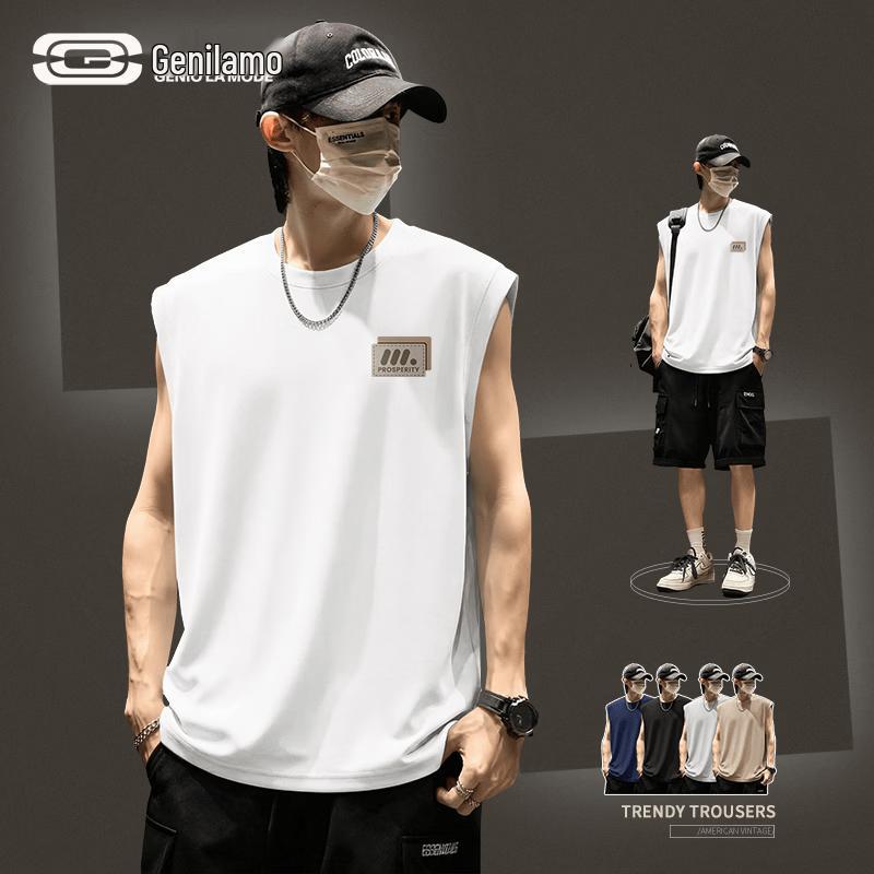 

Men s Pure Cotton Loose Fit Sleeveless T-Shirt XL