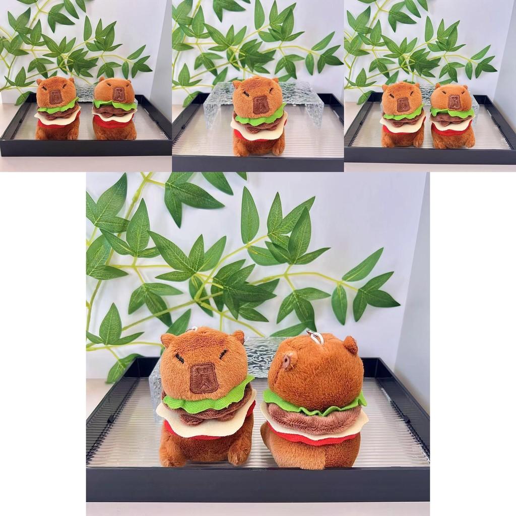Hamburger Capybara Unique Plush Toy Keyring Perfect Size For Backpack And Accessories Bag