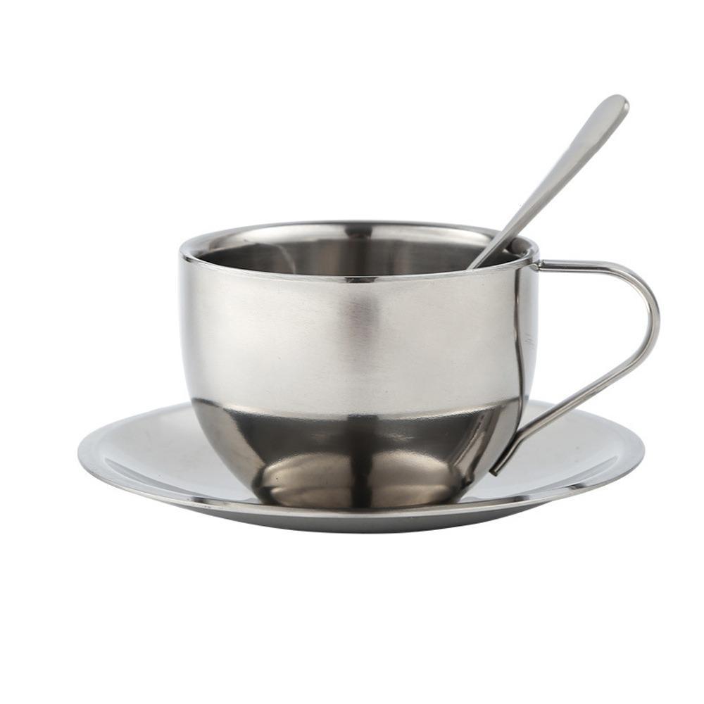 Stainless Steel Coffee Cup Set Double Wall Espresso Cup Portable Tea Cup  Office