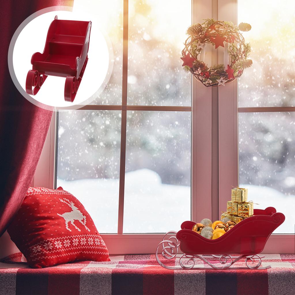 Einfacher Weihnachtskalender Roter Schlitten Klassischer Weihnachtsbaum-Schlitten Anhänger Miniatur-Schlitten Modell Dekor
