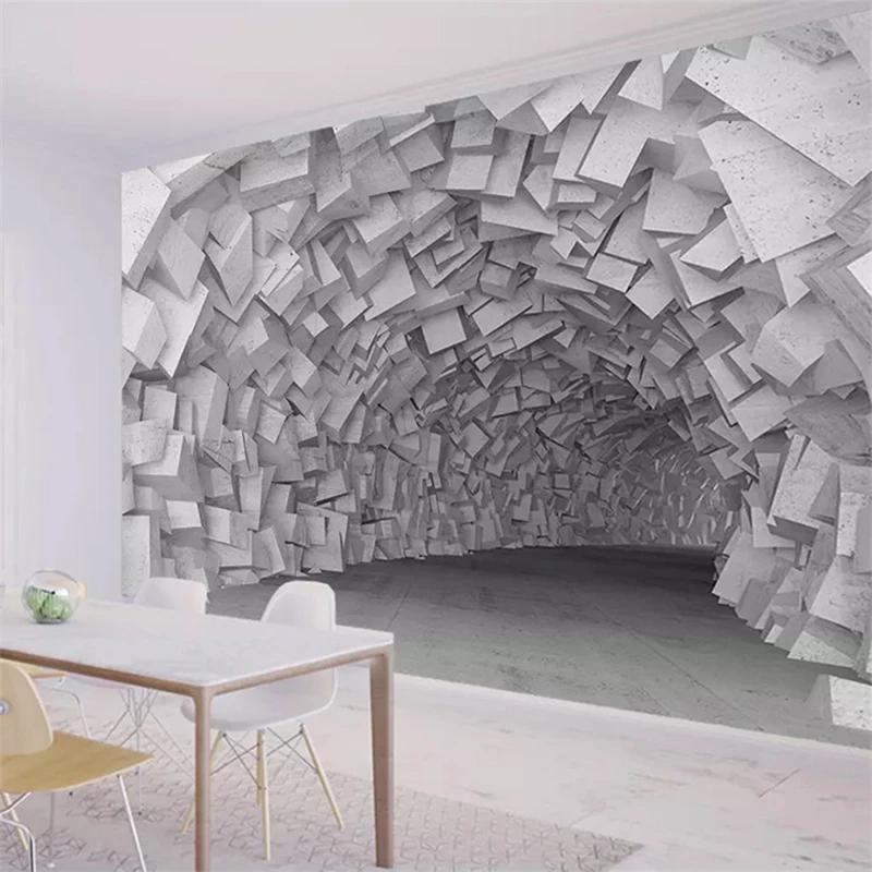 Modern Abstract Art Wallpaper 3D Stereo Geometry Building Photo Wall Paper For Living Room Bedroom Home Decor Murals