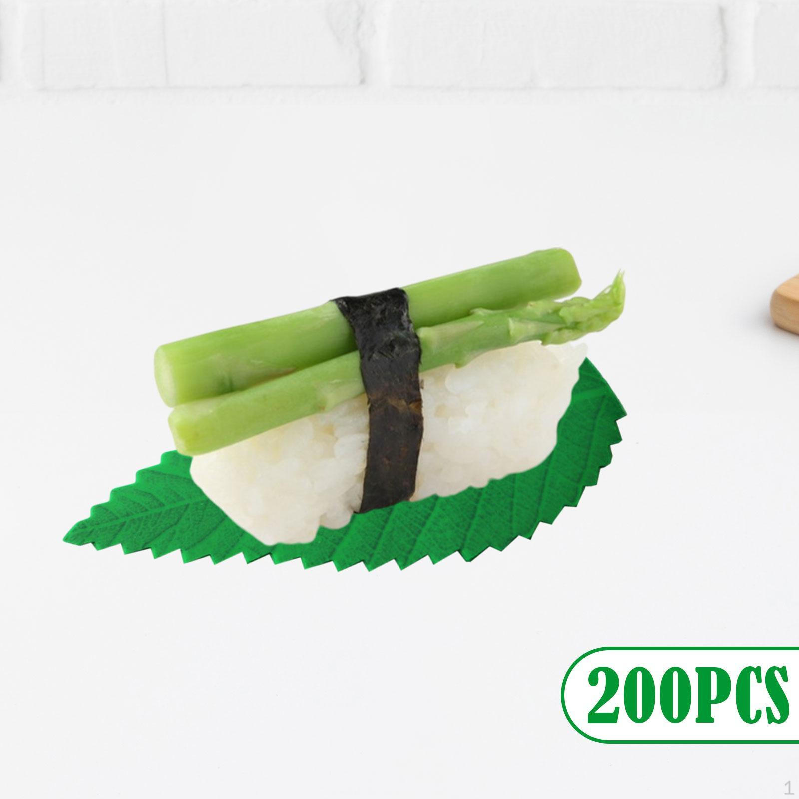 

200 шт. искусственные листья для суши-тарелок, декор для японского ресторана темно-зеленого