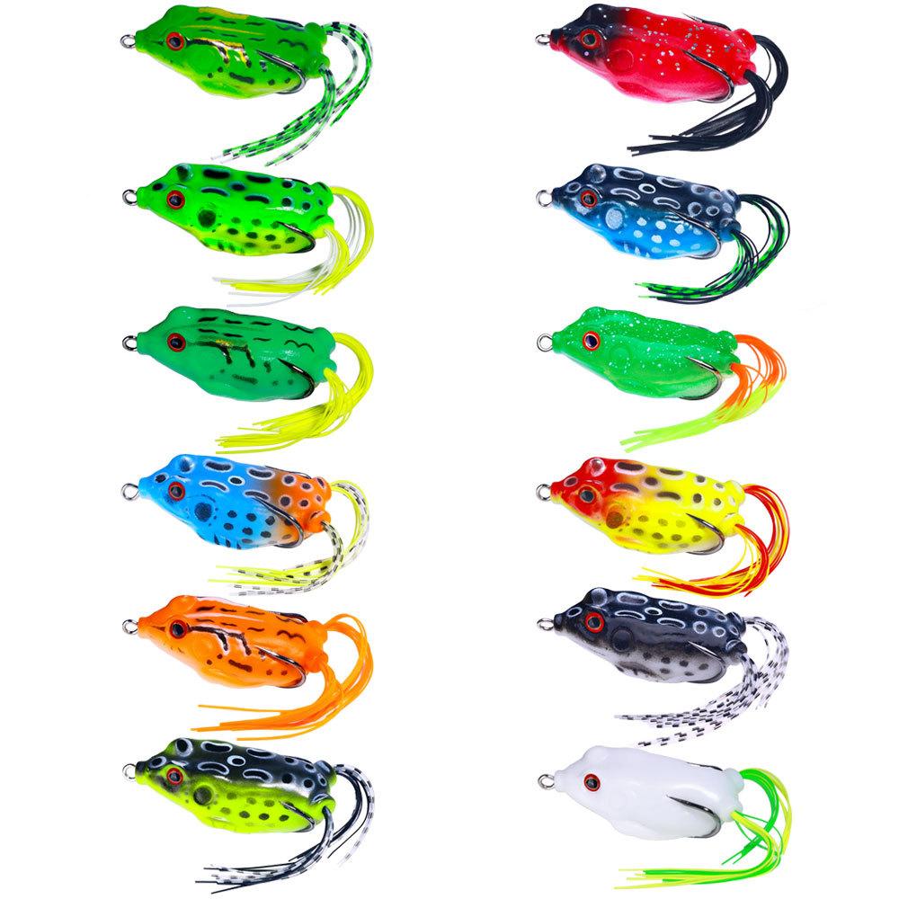 Realistic Topwater Frog Soft Bait Lure Set - Sharp Hooks for Bass and Saltwater Freshwater Fishing