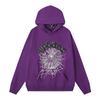 Sp5der Hoodie Unisex Oversized Cotton Pullover With Foil Letter Print Fall Casual Streetwear