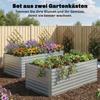 Set of 2 Galvanized Raised Garden Beds, 180 x 90 x 60 cm Metal Raised Beds with Safety Edge, Silver