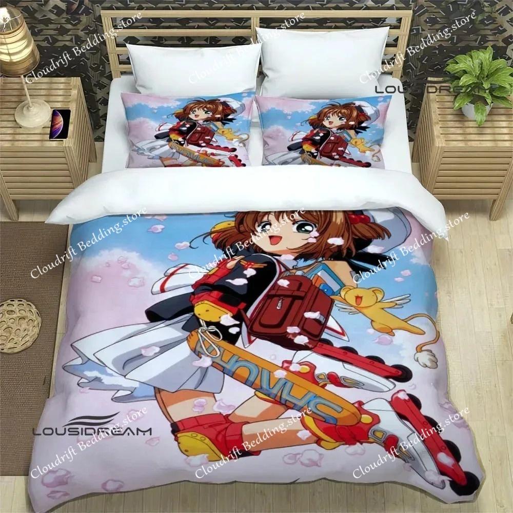 Card Captor Sakura Bedding Set 3d Printing Anime Girl Duvet Cover Decoration For Children's Room Queen King Size