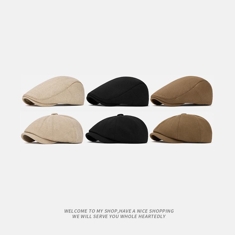Beret Men Autumn Winter Warm Octagonal Cap British Forward Cap Newsboy Cap