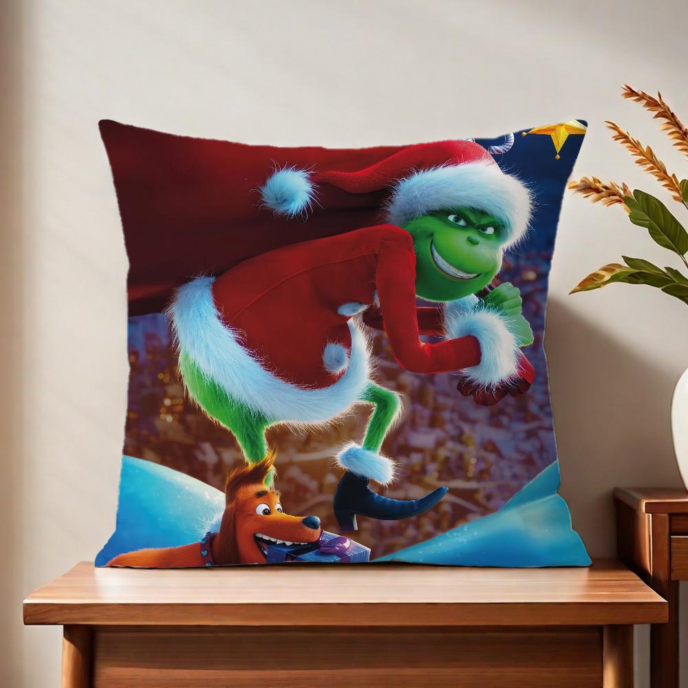 The Cartoon G-Grinch-H Cute Cushion Cover For Pillow Printing Sofa Decoration Home Car Room Coffee Shop Office Nordic Simplicity
