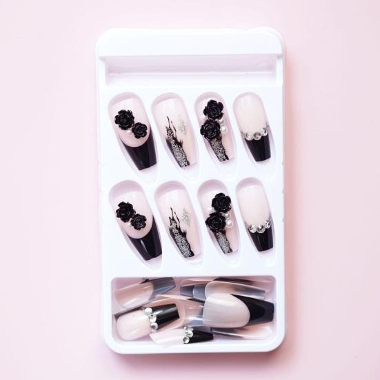 

Yousheng 24 шт./компл. накладные ногти черные серебряные розы бабочки украшения маникюрные наклейки готовые женские аксессуары для ногтей