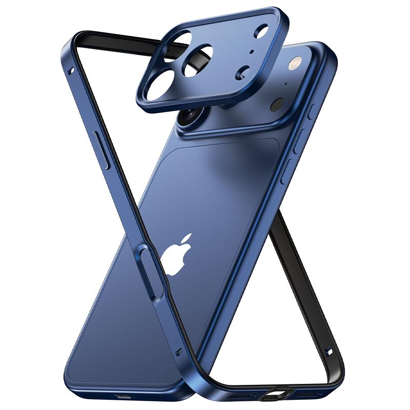Custodia con Telaio in Lega di Alluminio per Telefono Per 17 Air 16 15 14 13 Pro Max Plus Protezione Lente Fotocamera in Metallo Paraurti in Silicone Antiurto