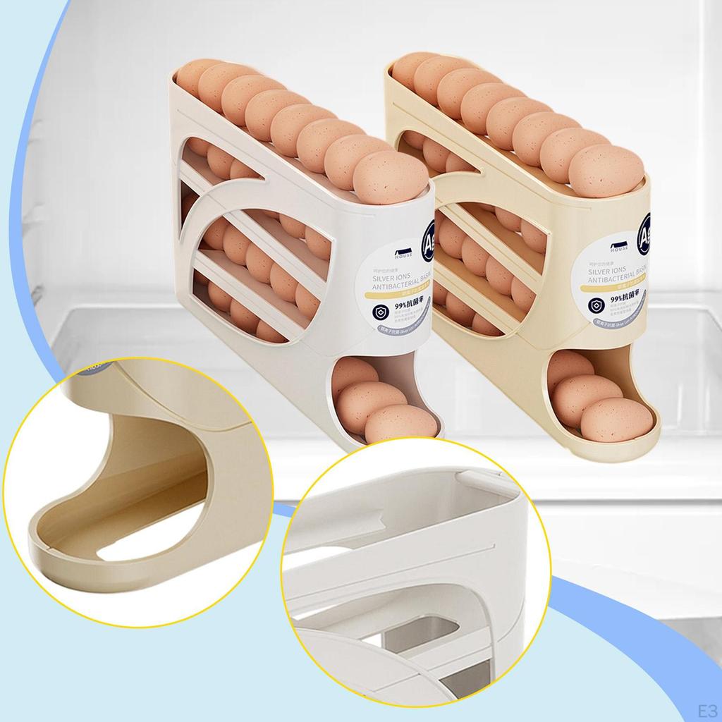 Egg Holder for Fridge 4 Tier Eggs Roller Organizer Auto Rolling Container Cabinet