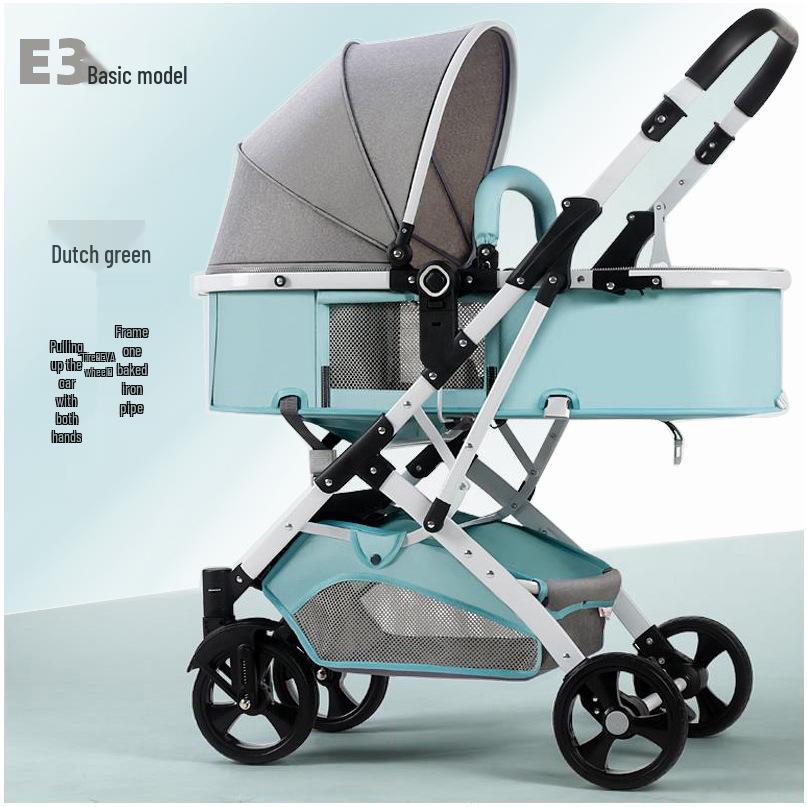Foldable Multi-Functional High Landscape Baby Stroller: Sits and Lies Flat, Shock-Absorbing, Two-Way Design for Newborns