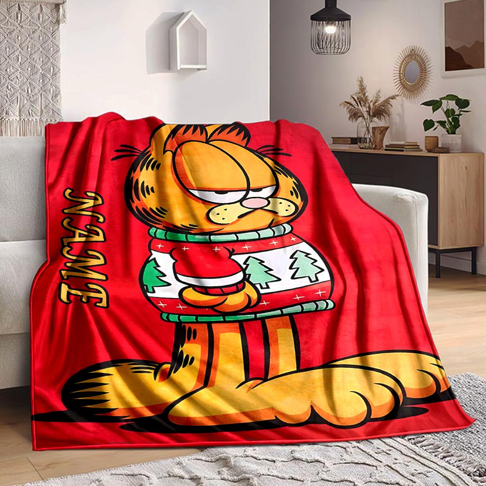 Custom 1pc Garfield Christmas Celebration Blanket, Soft And Comfortable Blanket, Casual Warm, Camping Travel Blanket, Birthday Gift Q91267