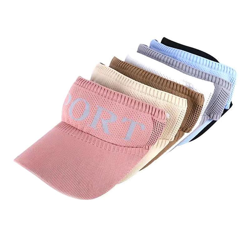 Women Ladies Summer Empty Top Beach Cap Solid Color Knitted Hat Large Wide