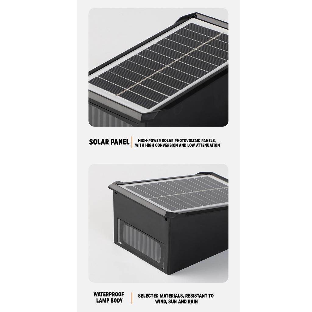 Solar Outdoor Wall Lights, Up & Down Solar Powered Lighting, IP65 Fence Light For Yard/Pool/Porch/Patio/Railing