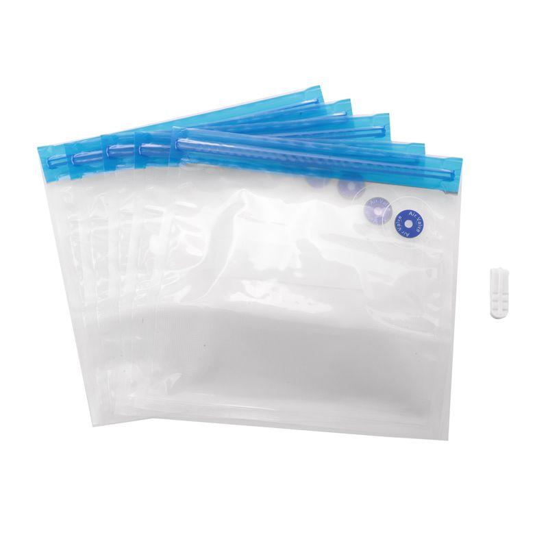 5PCS Vacuum Food Storage Zipper Bags For Electric Handheld Vacuum Sealer Pump Reble Transparent 22 X 21 Cm Transparent B