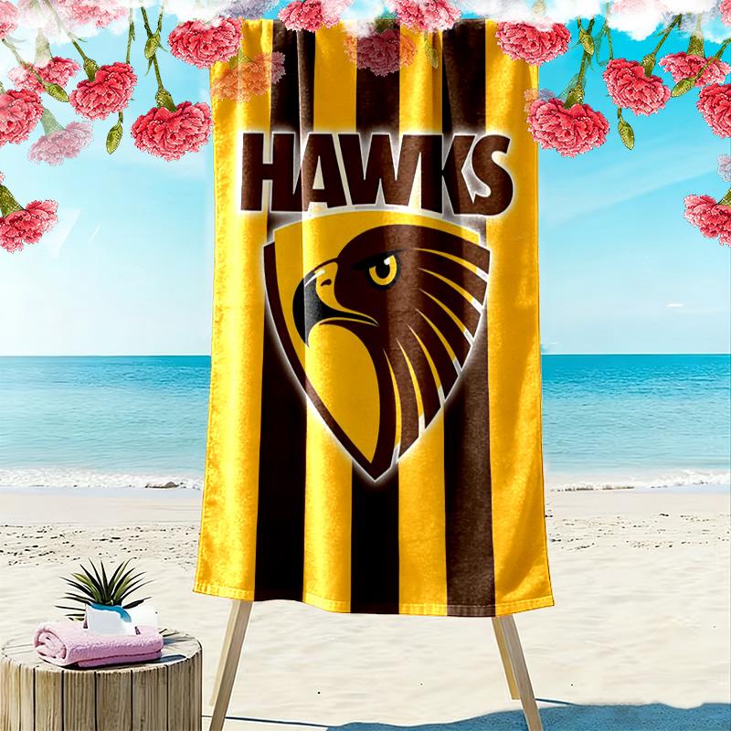 Hawthorn Hawks AFL 2D Flat Print Beach Towel, Large Soft Quick Dry Towel for Beach Camping SwimmingXSTJ0915480