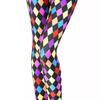 Damen Leggings mit buntem Karomuster und Diamanten-Print, hohe Elastizität, Slim Fit, volle Länge, eng anliegende Hose