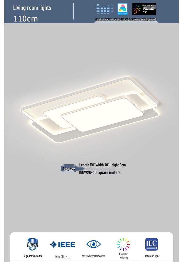Cream Minimalist Smart Ceiling Light for Living Room - 2022 Popular Style Lighting Fixture Package