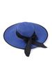 Solid Color Bohemian Straw Sun Hat With Bow Wide Brim Round Top UV Protection Windproof
