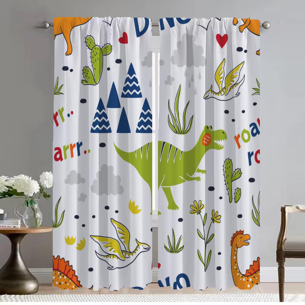 Dinosaur Anti-mosquito Curtains 2 Pieces Curtains for Bedroom Living Room Curtain Partition Halloween Decoration Shades Kitchen