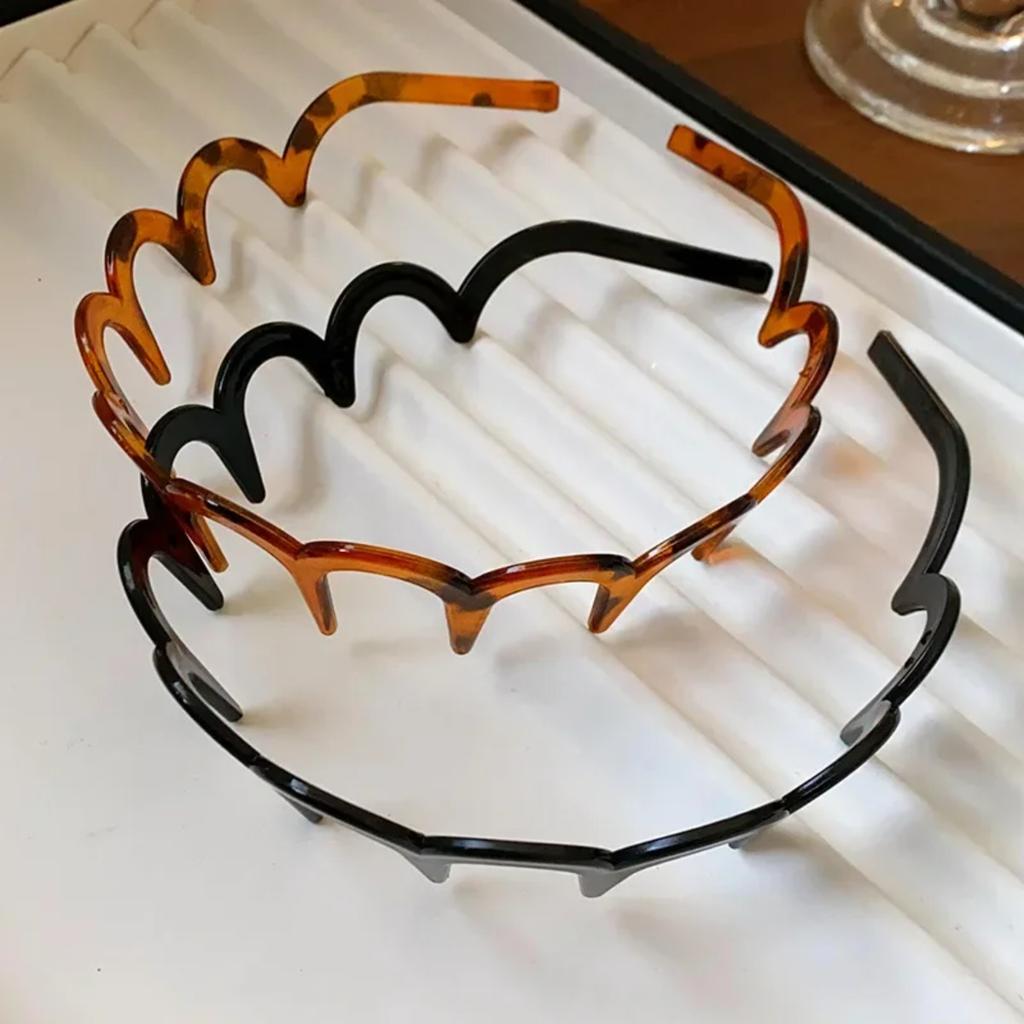 Brown Resin Wave Toothed Headband for Women Girls High Skull Top Korean Zigzag Hair Comb Notched Hairband Hair Accessories