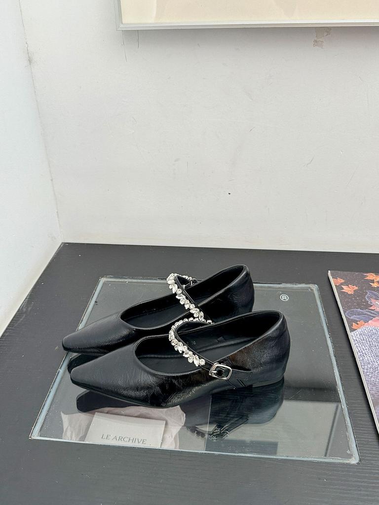 French retro small square head flat bottom shallow mouth inner height increase 5CM temperament rhinestone word with Mary Jane women's shoes