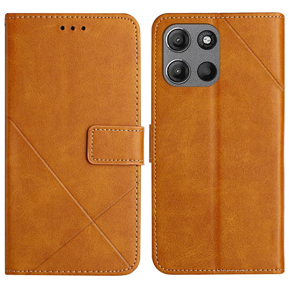 

For Motorola Moto G15 4G/G15 Power 4G Case Line Pattern Wallet Leather Phone Cover with Wrist Strap