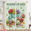2pcs 2D Flat Printing Drapes Welcome Garden Butterflies Flowers Polyester Without Electricity Seasonal Party & Holiday Decor Use