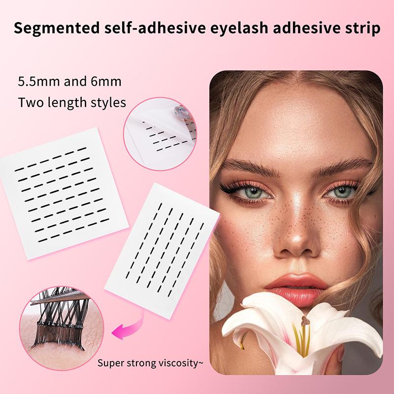 144/200Pcs False Eyelashes Glue Strips, Black Glue-Free Jelly Self-Adhesive Eyelashes Strips, False Eyelashes Makeup Tools