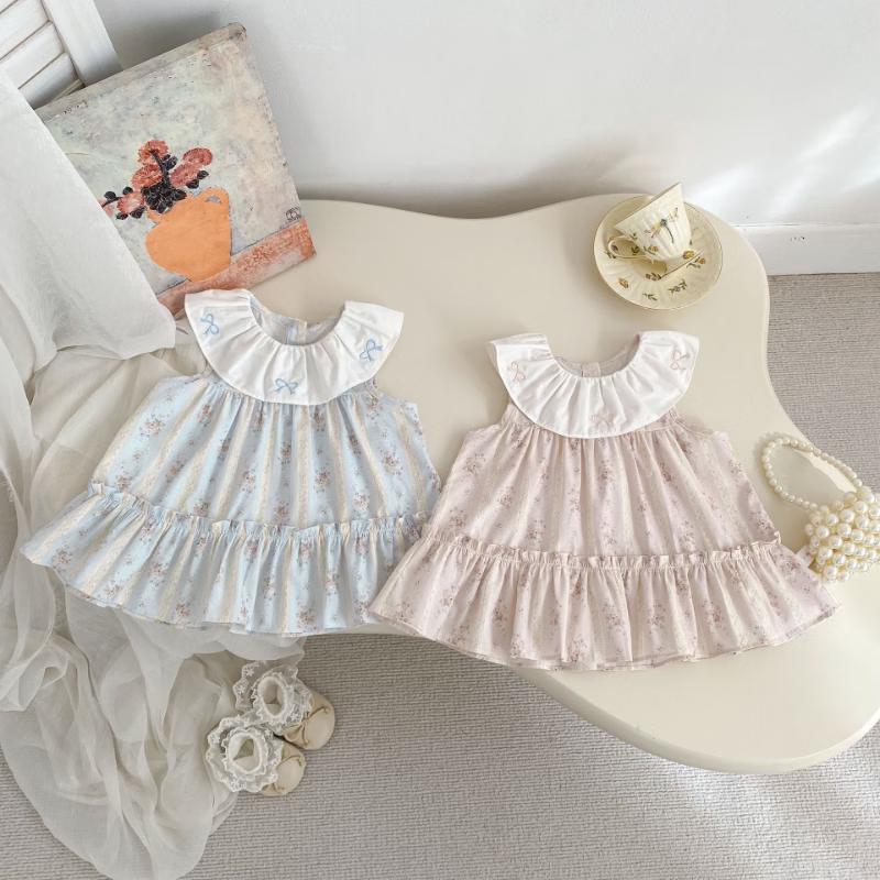 Baby Girls' Sweet Doll Collar Sleeveless Floral Princess Dress