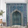 3D Moroccan Vintage Shower Curtain Aged Gate Geometric Pattern Doorway Design Entrance Architectural Oriental Style Bathroom Cur