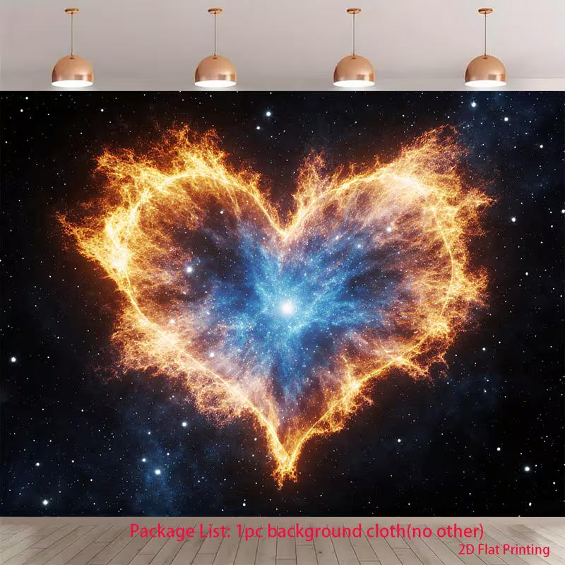 

2D Cosmic Heart Galaxy Backdrop 2D Nebula Starry Sky Photo Background for Themed Shoot 47.2x31.5inch/120*80cm