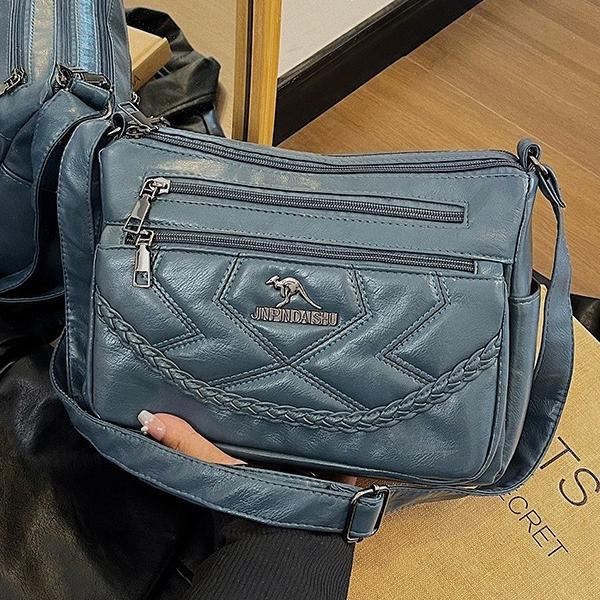 Новая женская сумка для мамы, простая и модная сумка на плечо из мягкой кожи, женская сумка через плечо большой вместимости среднего возраста Tide 27*11*23cm синий