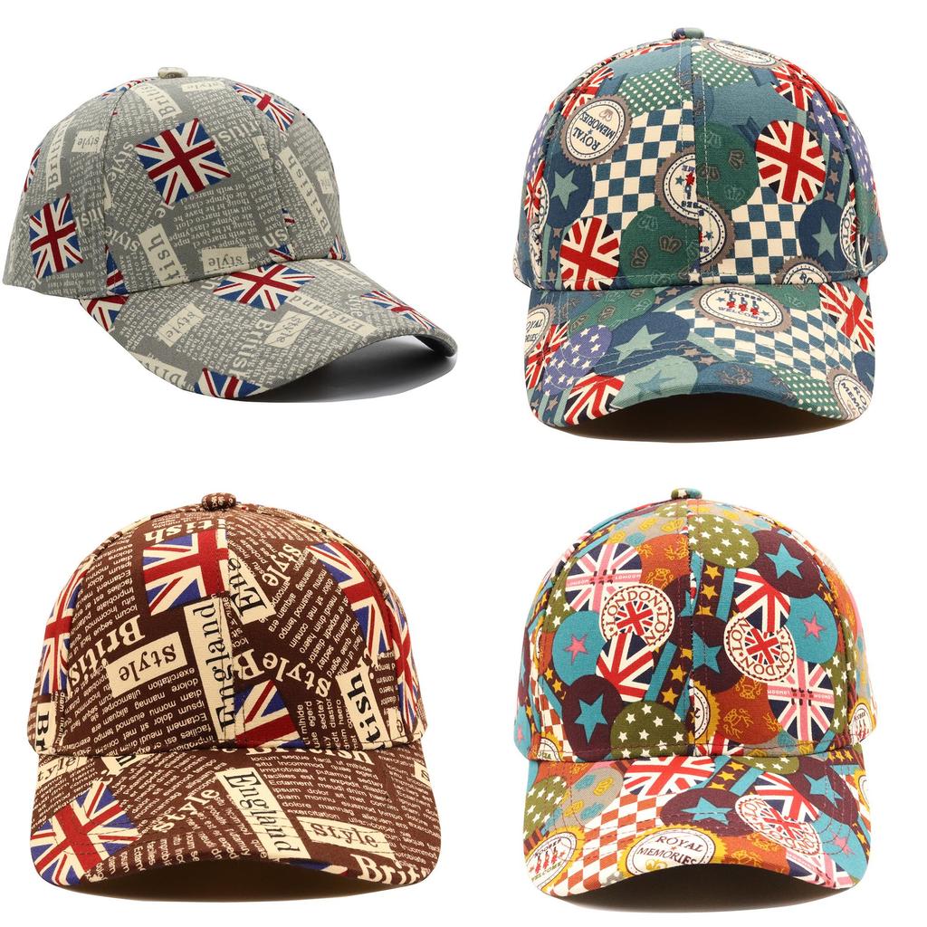 Flag National Uk Character Baseball Cap Printed Letter  Casual Hat  Simple